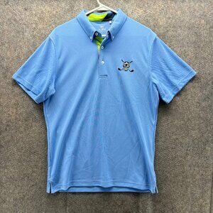 Chuco Golf Polo Shirt Men Medium Adult Baby Blue Polyester Golf Skull Club